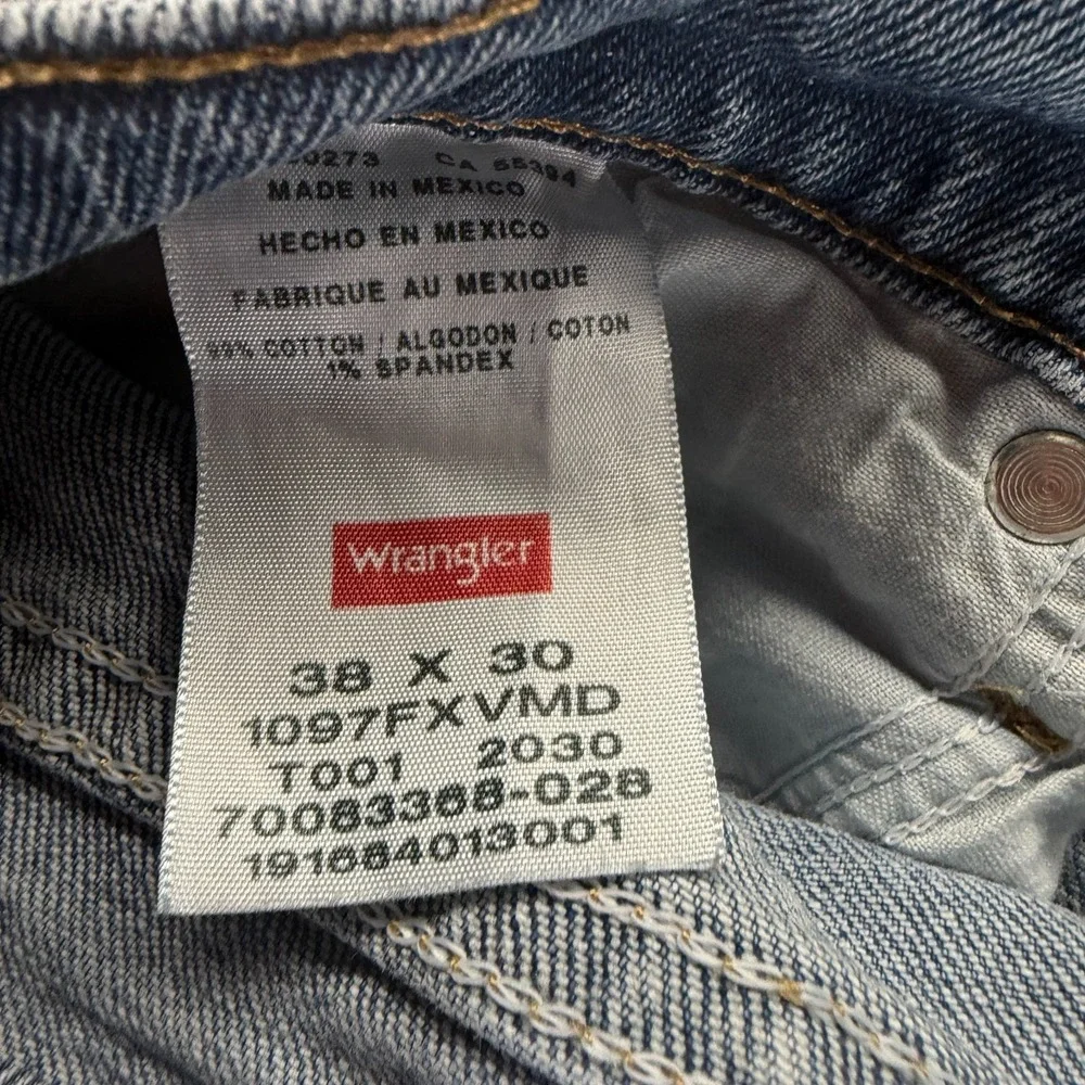 Wrangler Jeans Mens 38x30 Blue Cotton Denim Straight Relaxed Workwear Stretch